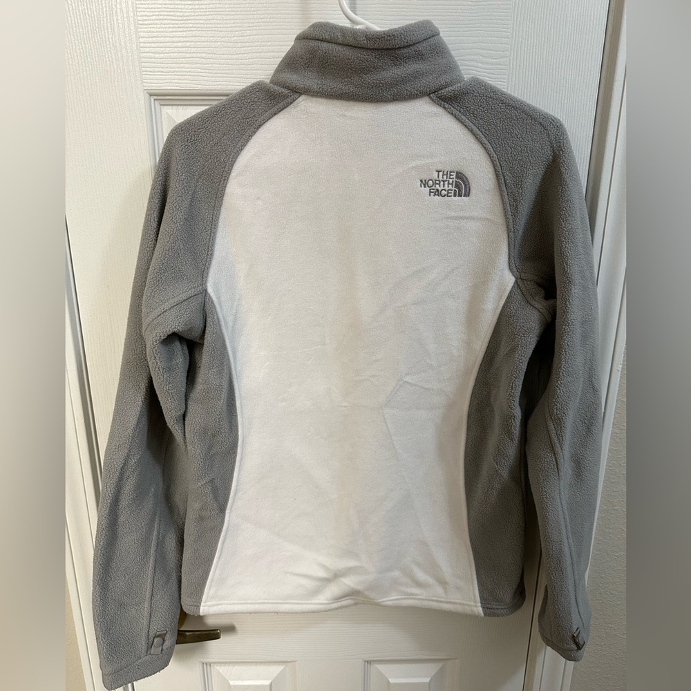 Gray and White Fleece North Face Jacket - Picture 2 of 4